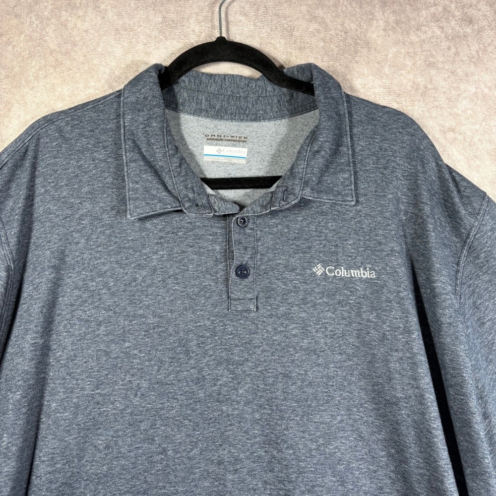 Columbia Polo Shirt Mens Size 2XL‎ Blue Omni-Wick Advanced Evaporation Outdoor